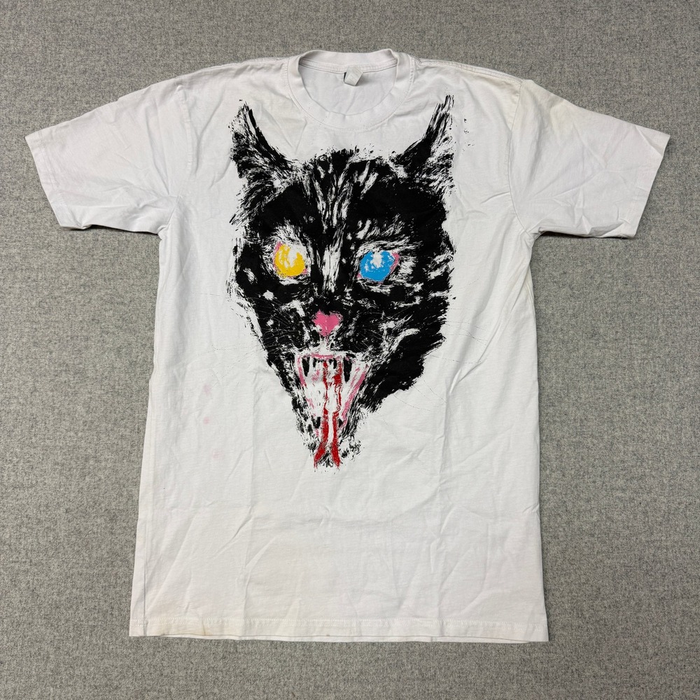 Cotton Heritage | Graphic T-Shirt | L | White | Snarling Cat Heavyweight Tee
